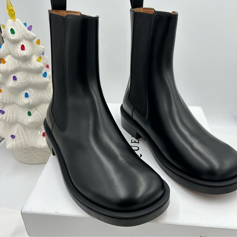 Men’s Alexander McQueen trunk Chelsea boots in black  calf leather size 45.5